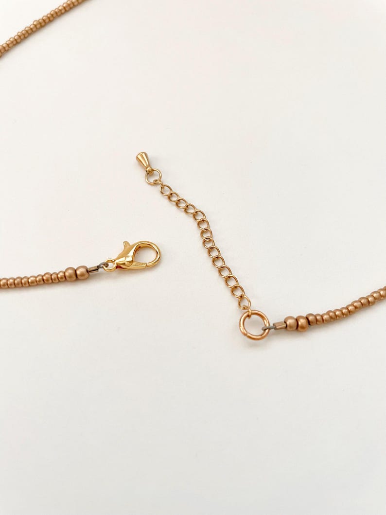 Gold Seed Bead Necklace Dainty Layering Jewelry for Women Minimalist Gold Choker Delicate Handmade Boho Necklace Matte Gold Necklace Beaded image 6