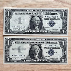 One Dollar Silver Certificate (Sequential Pair)