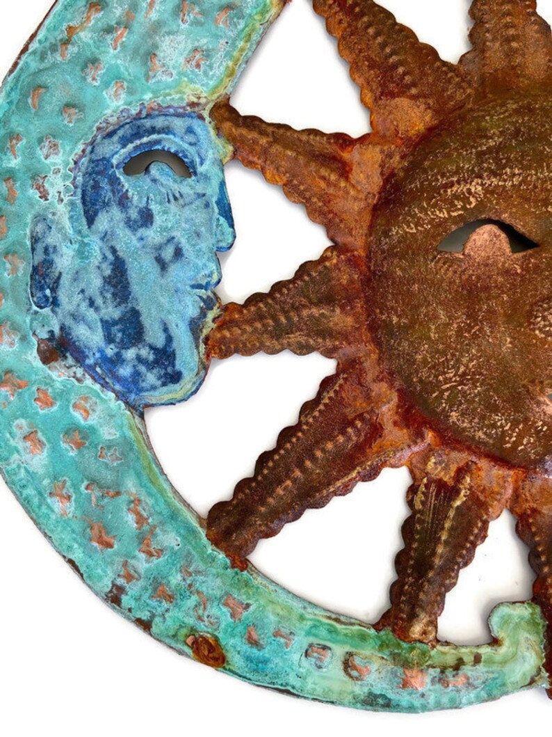 Sun In Moon Metal Wall Art Haitian Metal Art Hand Painted Etsy