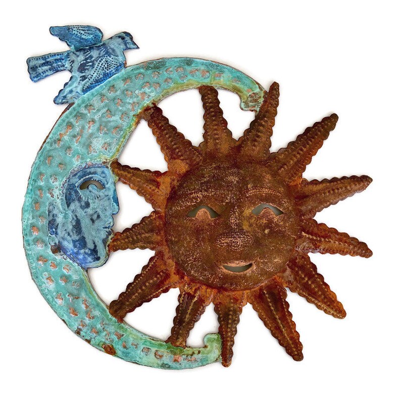 Sun In Moon Metal Wall Art Haitian Metal Art Hand Painted Etsy