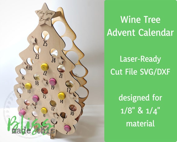 Laser Ready Cut File Wine Tree Advent Calendar Etsy