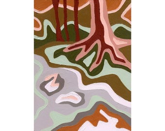 Price Township Creek, 8" x 10" giclee digital artist print - contemporary, minimalism, color blocking - Pocono Mountains Landscape Painting