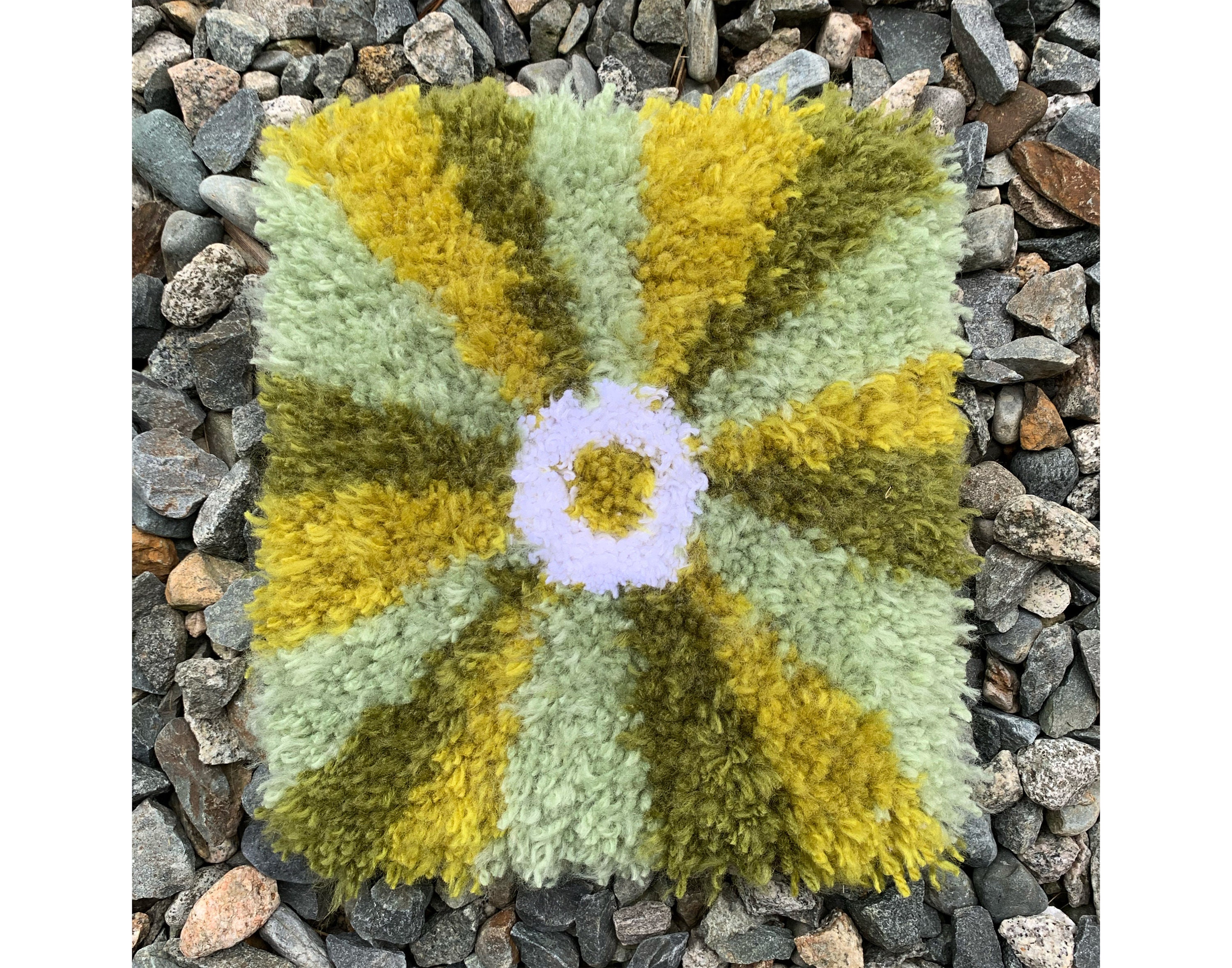 No. 3 Shag Latch Hook Wall Art Hanging Soft Nursery Art Original