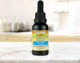 Liquified Zeolite in Amber Glass Bottle Size 1 Oz, No Plastic, exp 10/27