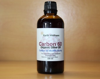 Carbon 60 Olive Oil Buckminsterfullerene 99.99% Purity C60 in Amber Glass Bottle, Size 100 ml