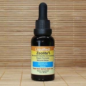 Liquified Zeolite in Amber Glass Bottle Size 1 Oz, No Plastic, Natural Liquid Detox exp 10/27