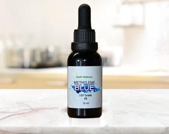 Methylene Blue 1% in Amber Glass Bottle, Size 1 oz