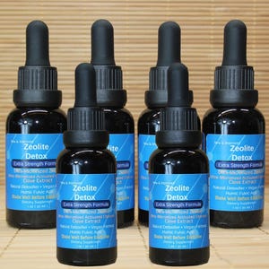 Extra Strength Liquified Zeolite, Clinoptilolite METAL DETOX in Amber Glass Bottle Size 1 Oz with glass dropper, QTY 6, exp 10/01/27