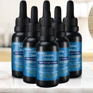 Extra Stärke flüssiger Zeolith, Klinoptilolith METAL DETOX in Braunglasflasche Größe 1 Unze mit Glastropf, QTY 6, ausgestellt am 01.10.27