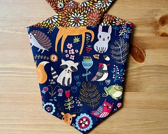 Woodland Creatures Personalized Reversible Dog Bandana