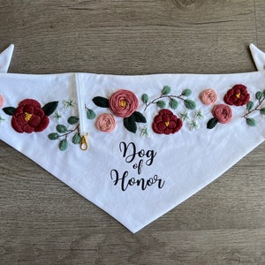 Hand Embroidered Dog of Honor Wedding Scarf