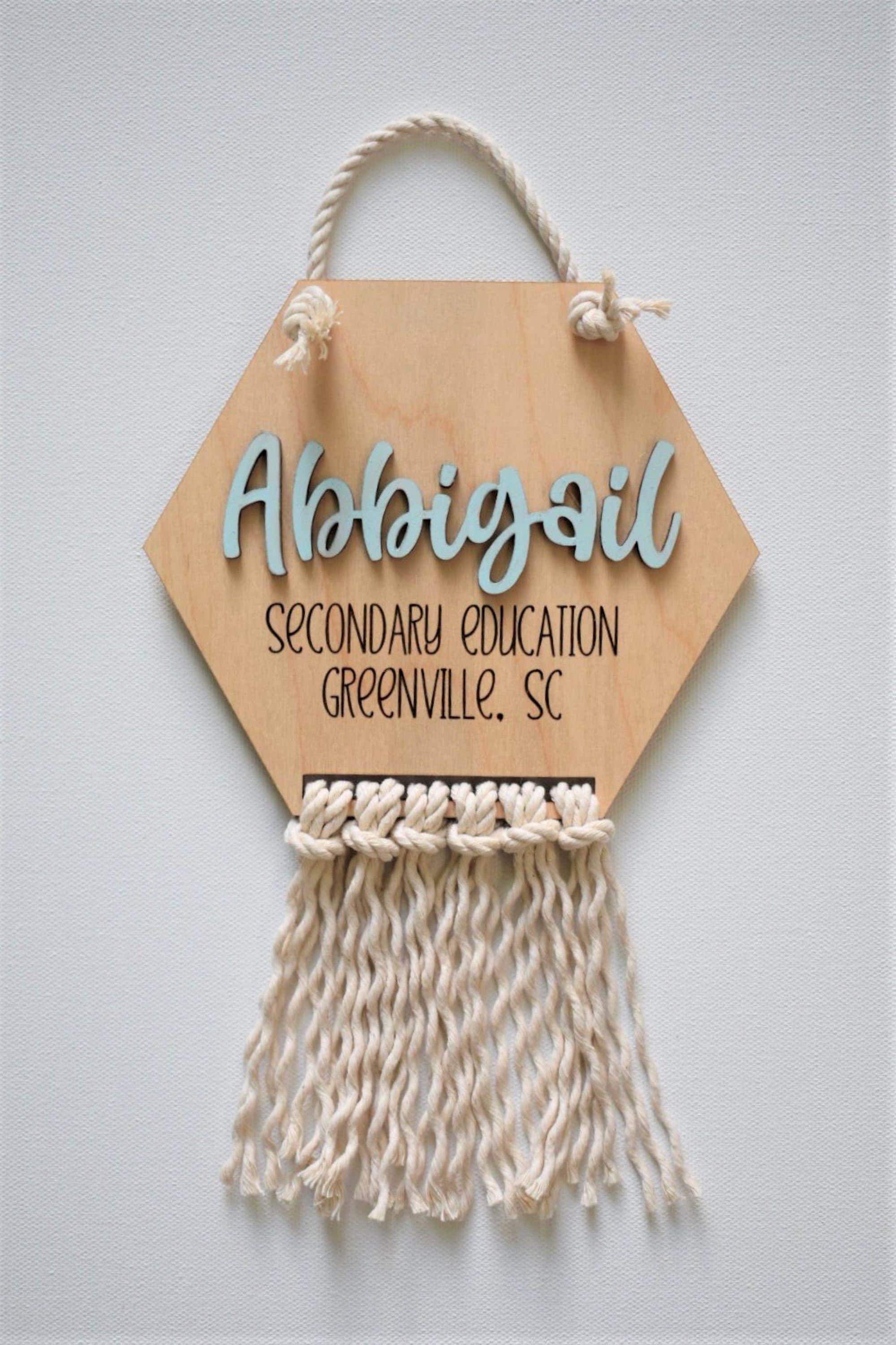 Personalized Dorm Room Macrame Door Hanger - Etsy