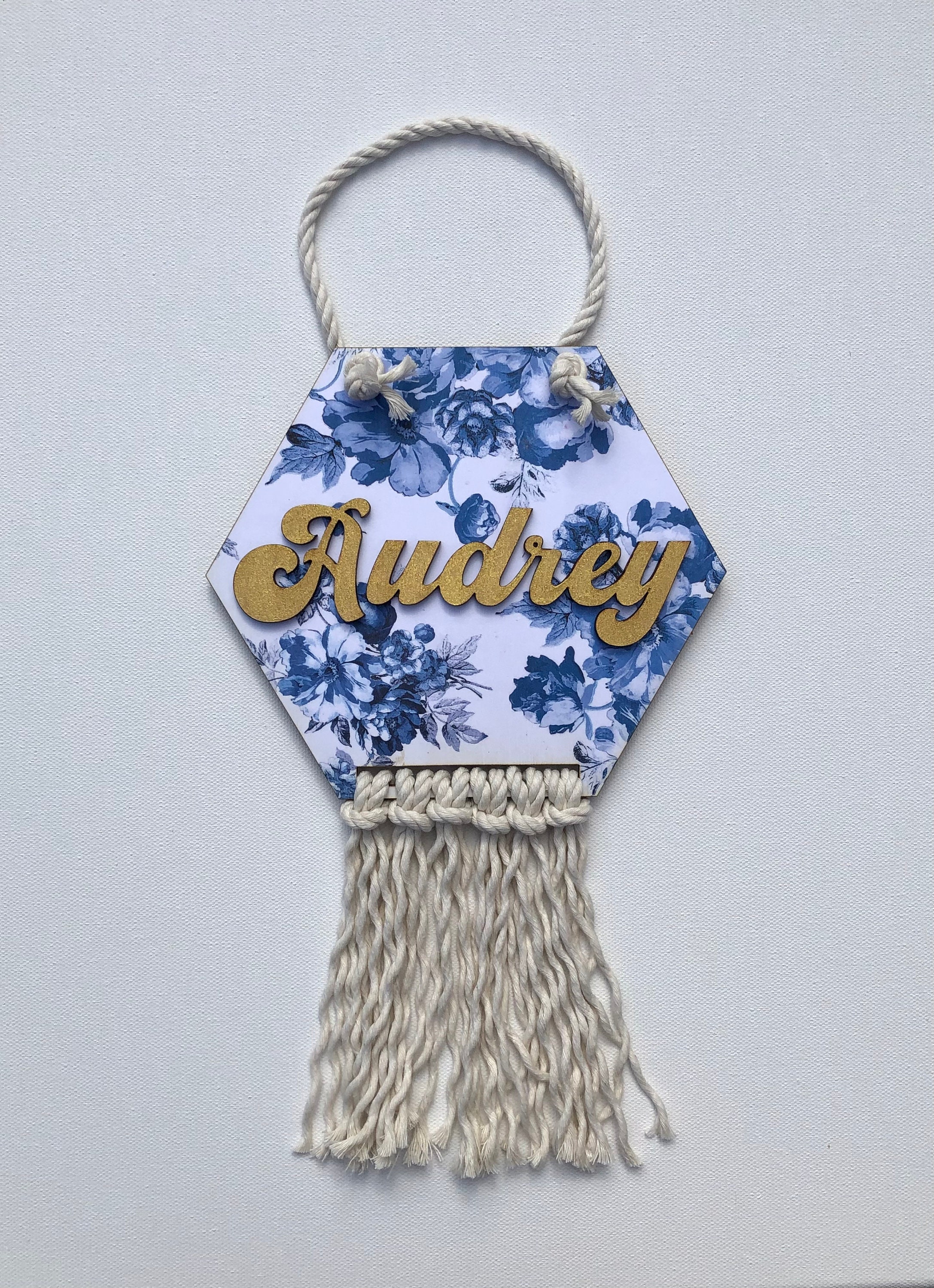 Personalized Dorm Room Macrame Door Hanger Patterned Etsy