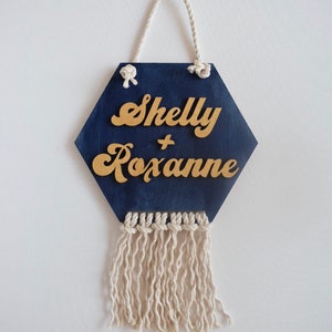 Roommates Personalized Dorm Room Macrame Door Hanger- Roomies!