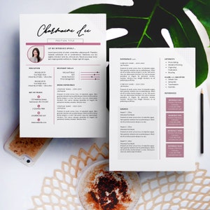 Modelo de currículo elegante | CV + Carta de Apresentação para MS Word | Download Digital Instantâneo | Seja contratado | Criativo e Profissional | Charmaine Lee
