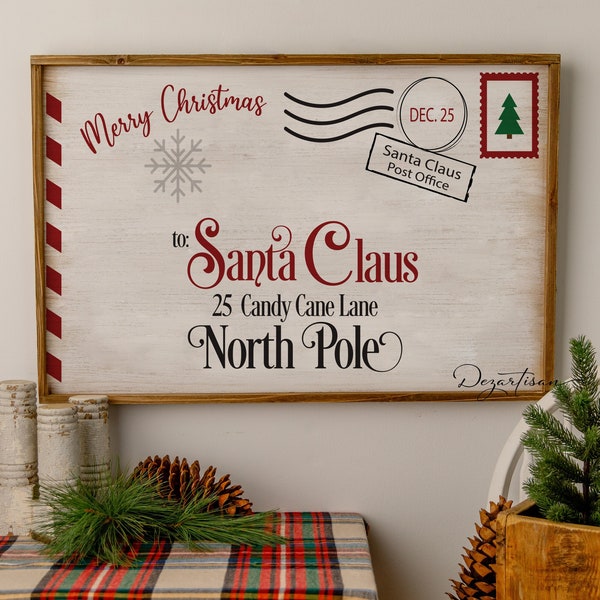 Santa Claus North Pole Postcard SVG or Santa Mail PNG Design