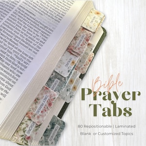 May include: Bible prayer tabs with floral designs and labeled with words like "Healing" and "Daily Prayers." The tabs are laminated and repositionable, with the text "Bible Prayer Tabs" in the image.