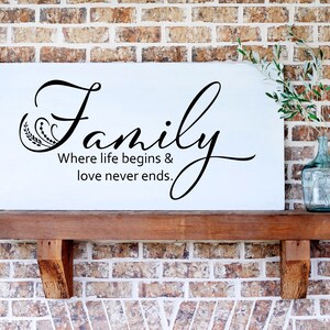 Family Where Life Begins And Love Never Ends SVG Digital Design Cut File for Cricut & Silhouette