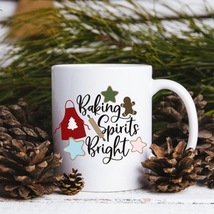 Baking Spirits Bright Christmas SVG: Apron, Rolling Pin Cut File (Digital Download)