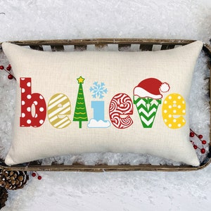 Believe SVG, Patterned Christmas SVG, Santa Hat SVG