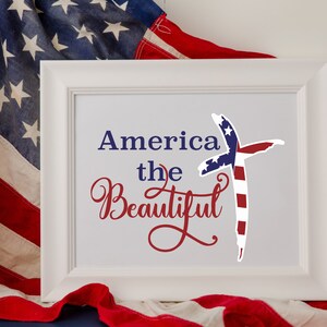 America The Beautiful USA Flag Cross SVG Digital Design Cut File for Cricut & Silhouette