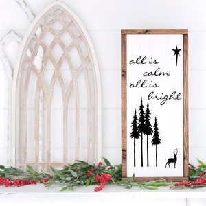 Alles ist ruhig, alles ist hell Winterszene mit Hirsch SVG Digital Design Schnittdatei für Cricut & Silhouette