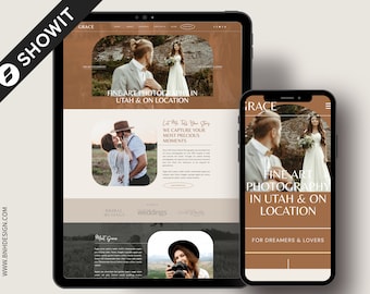 Modello di sito Web Showit per fotografi: design di siti Web di fotografia personalizzabile, moderno e boho