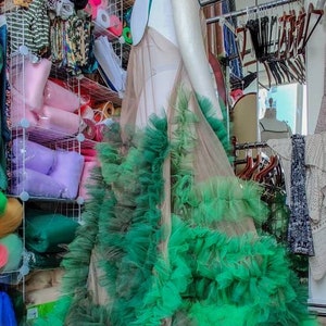 LOBELIA Slip on tulle ROBE /tutu / dress/ photoshoot/ maternity/ occasion / special / green/ long / sheer fabric / beach / overlays image 6