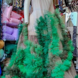 LOBELIA Slip on tulle ROBE /tutu / dress/ photoshoot/ maternity/ occasion / special / green/ long / sheer fabric / beach / overlays image 5