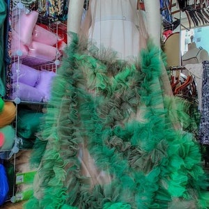 LOBELIA Slip on tulle ROBE /tutu / dress/ photoshoot/ maternity/ occasion / special / green/ long / sheer fabric / beach / overlays image 7