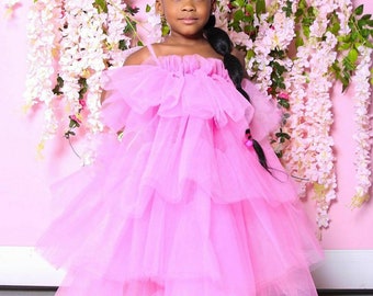 IRIS dress  girl tutu princess dress tulle skirt women special pink colorful long bow barbie bridesmaid prom quinceanera baby gender female