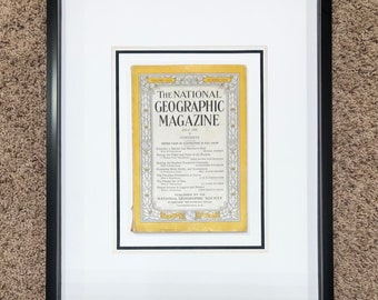 July 1932 Vol. LXII No. 1 Framed National Geographic Magazine Display Matting. French Matted National Geographic, Custom Magazine Display