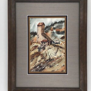 William Sheahan Original Watercolor Painting, Mountain Mining Imagery, Vintage Rural Artwork, Historical depiction of western lifestyles