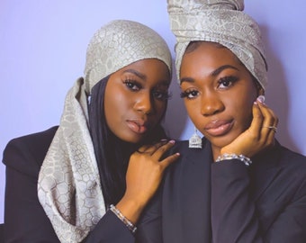 Headwrap gray head tie turban african