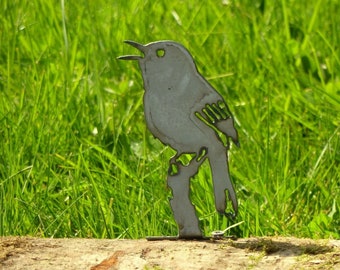 Cut Metal Rusty House Wren Bird Garden Home Yard Outdoor Lawn Fence Art Decor