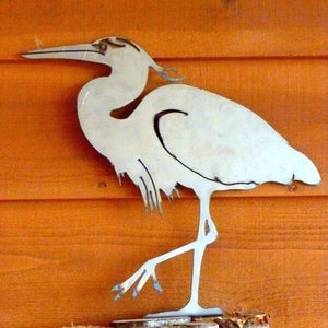 Cut Metal Rusty Great Blue Heron Bird Garden Home Yard Outdoor Lawn Art Decor
