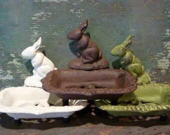 Cast Iron Four Leaf Clover Soap Card Dish Sponge Holder Home Kitchen Bath Decor