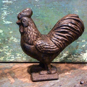 Gietijzeren bruine haan kip vogel pluimveehouderij beeldje standbeeld woondecoratie