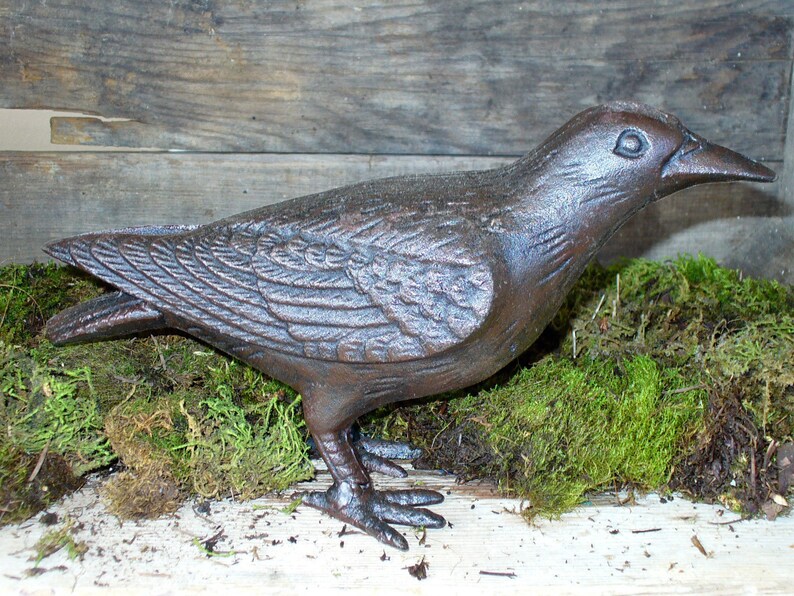 Cast Iron Crow Home and Office Figurine DecorHalloweenblack Etsy