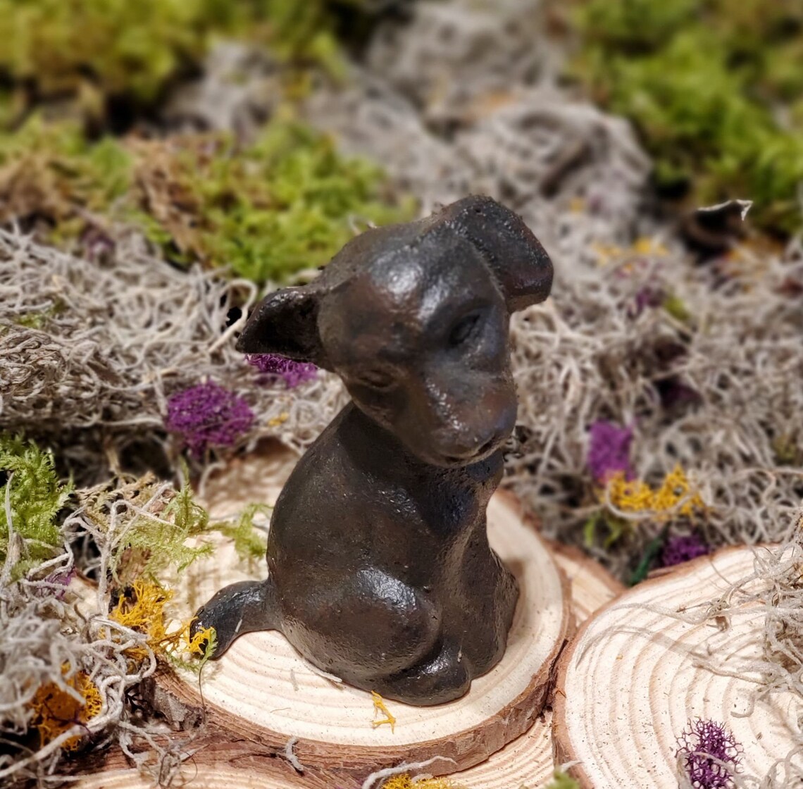 Cast Iron Metal Animal Dobbie Dog Figurine Home Plant Yard Etsy