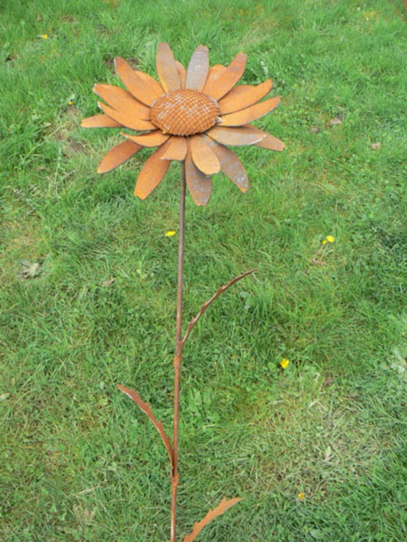 Cut Metal Daisy Flower Plant Stake Garden Yard Outdoor Lawn Etsy