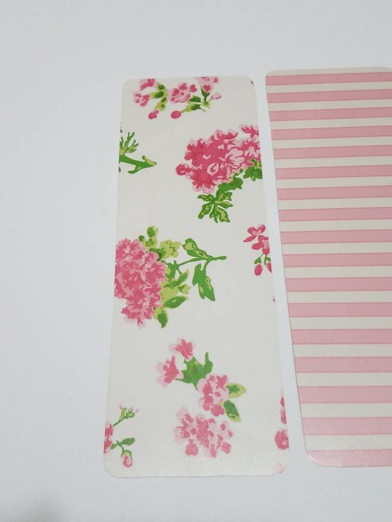 Floral Laminated Bookmark Lot 3 Pink 6"x2" Stripes - Etsy