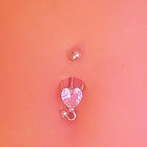 Devil Heart Belly Button Ring - Cute Sexy Body Jewelry - Egirl Gothic Aesthetic Alternative - Navel Piercing