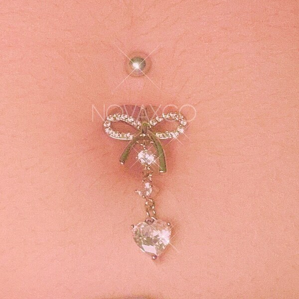 Coquette Belly Button Ring - Bow and Heart belly piercing