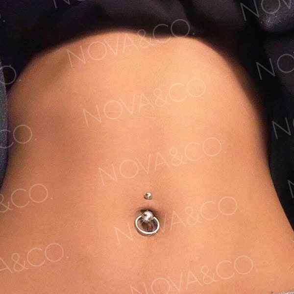 14G O Ring Surgical Steel Belly ring, Minimal 10mm 6mm 8mm Bar O Dangle Belly Ring, Belly Button Ring Jewelry, Navel Ring Belly Piercing