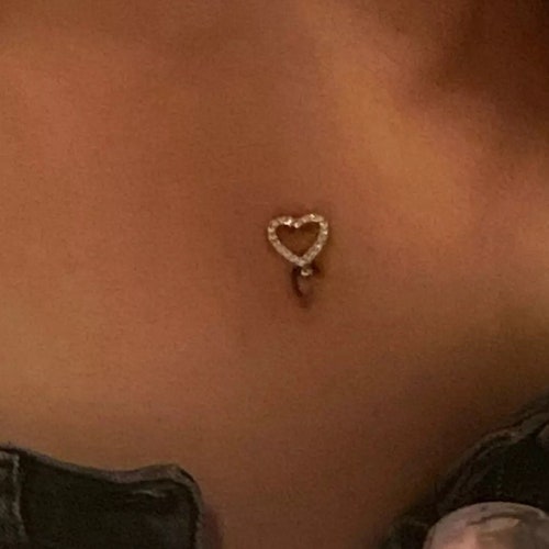 Upside Down Heart Belly Button Ring Y2K 2000s Sparkly Body Etsy