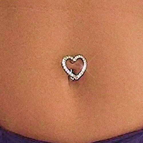 Upside Down Heart Belly Button Ring Y2K 2000s Sparkly Body Etsy UK