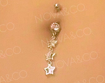 Piercing para el ombligo de titanio con forma de estrella, estilo años 2000, Celestial