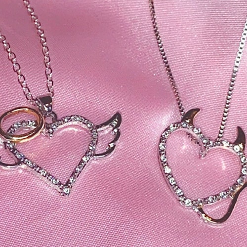 Y2K Angel Devil Heart Necklace Bratz 