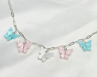 Trans Pride Butterfly Necklace